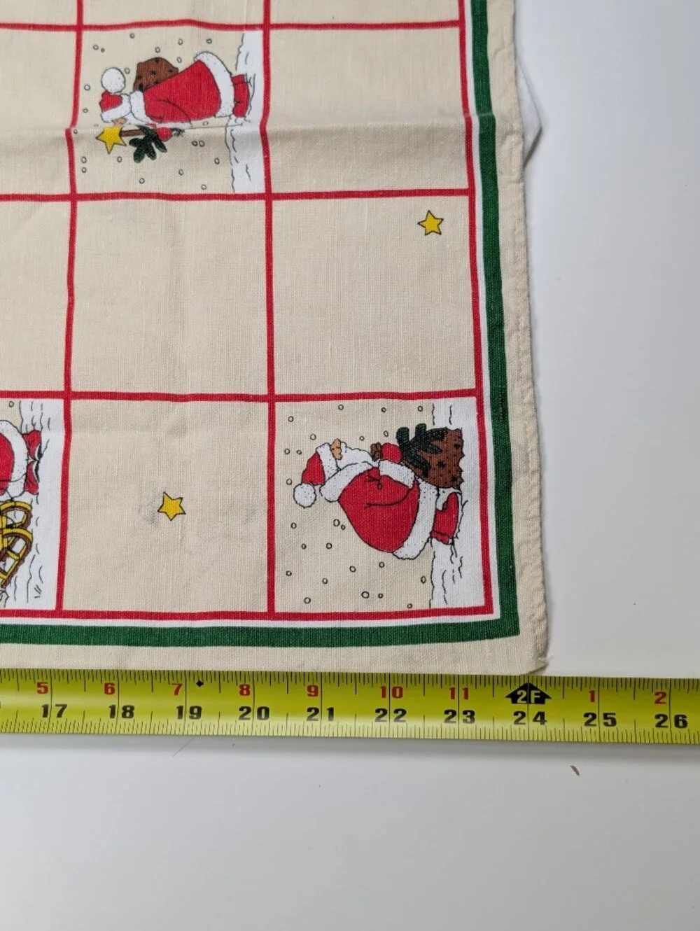 VTG Lippe-Leinen German Christmas Santa Tea Hand Towel Halbleinen Linen Blend